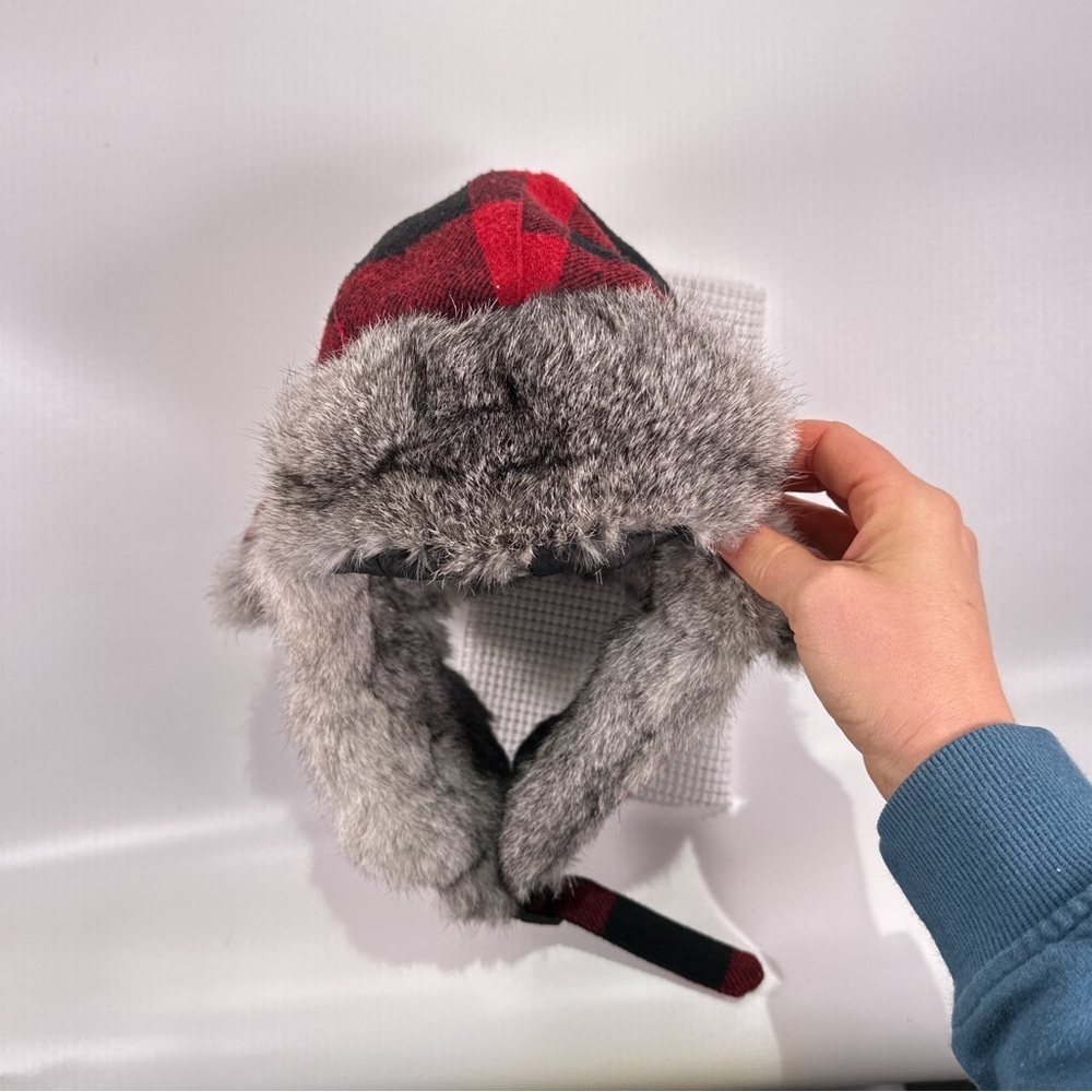 Yukon Tracks Mens Trapper Hat Rabbit Fur Buffalo Plaid Size L - Picture 3 of 13